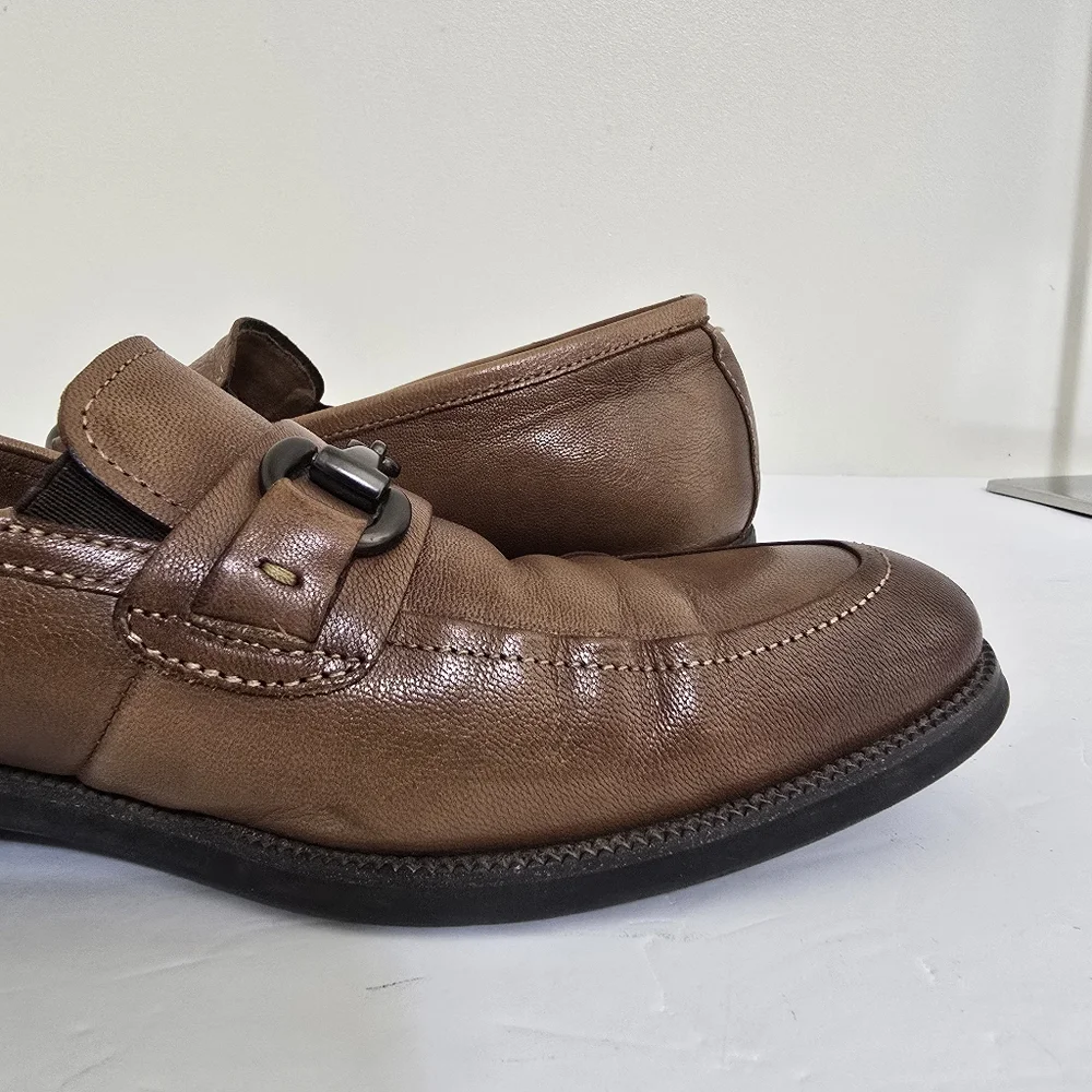 KENNETH COLE‎ new york size 9 Brock Leather Bit Slip On Classic Loafers Cognac